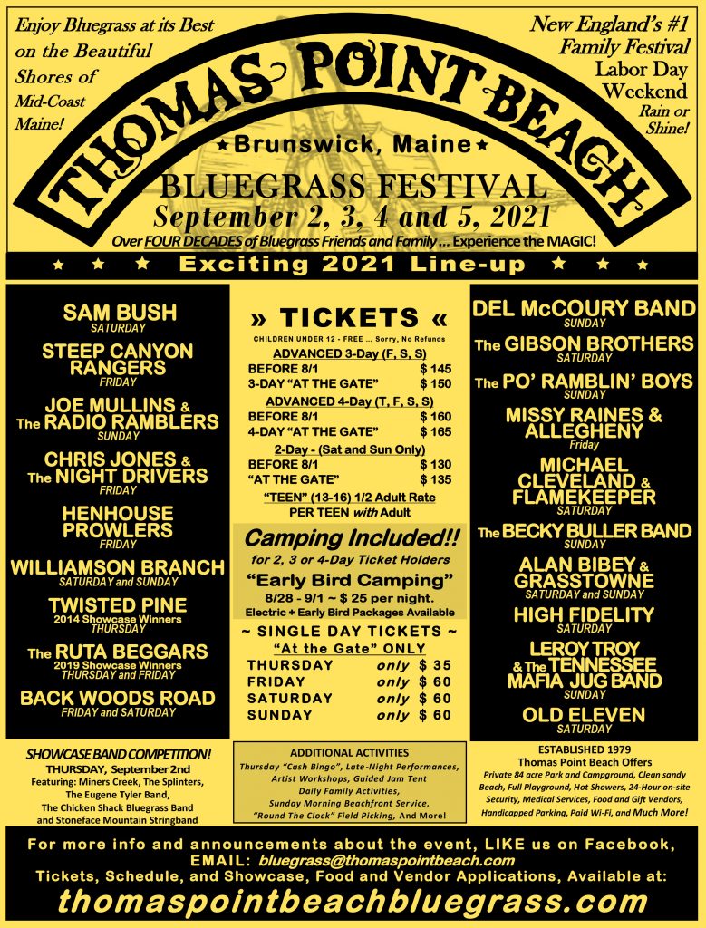 Press Information Thomas Point Beach Bluegrass Festival